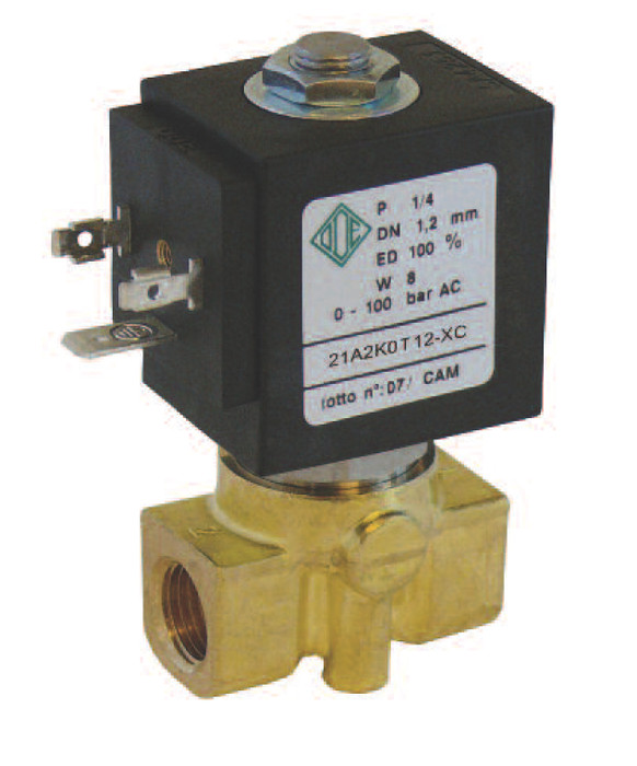 Електромагнітний клапан 2/2 NC, G1/4, PTFE, 0-90bar, 24V DC | Aignep