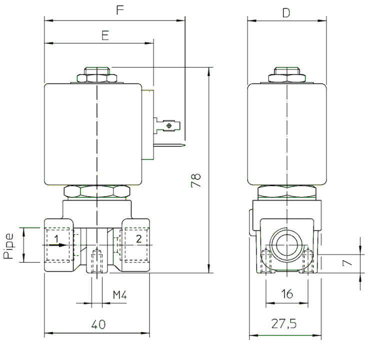 фото Электромагнитный клапан 2/2 NC G1/8 кислород FKM, 0-25 бар, 24V DC | Aignep, 21A3K0V25X-12024D 2