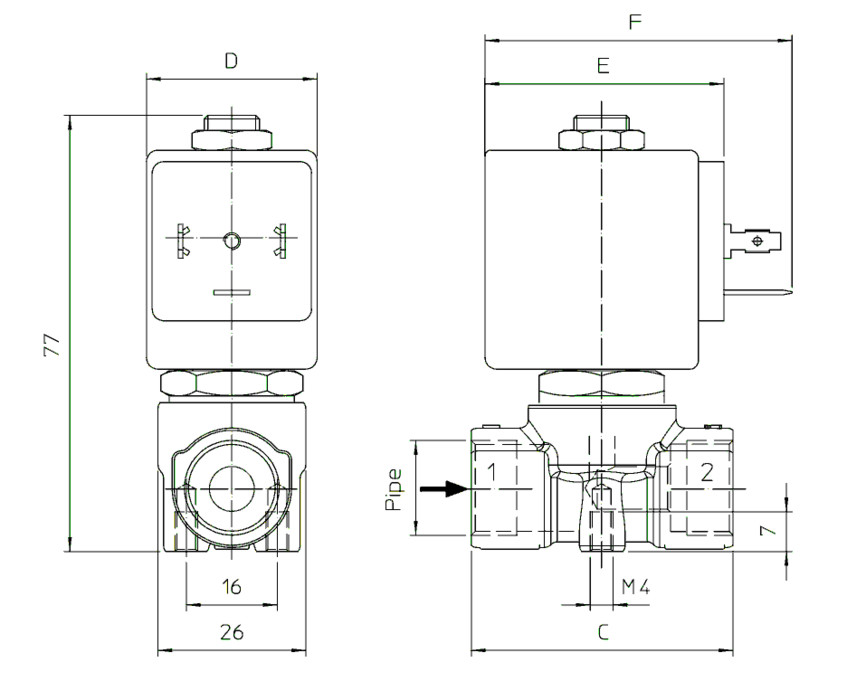 фото Электромагнитный клапан 2/2 NC G3/8 кислород FKM, 0-6 бар, 24V DC | Aignep, 21A5K0V45X-14024D 3