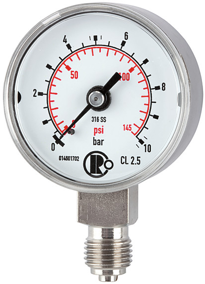 фото Манометр зі сталі CrNi G1/4R, 40mm, 0-40bar 1