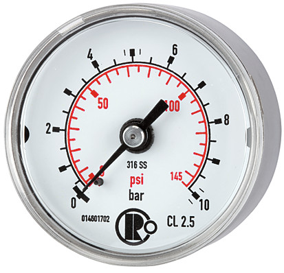 фото Манометр зі сталі CrNi G1/4A, 40mm, 0-25bar 1