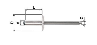 фото Заклепка алюм. фланець збільшений 4x8mm (пачка 500 шт.) 1