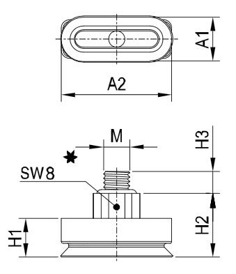 фото Присоска овальна універсальна 4x10mm, NBR, кріплення M5 зовн. | VMECA, VOU4X10-N-M5M 2