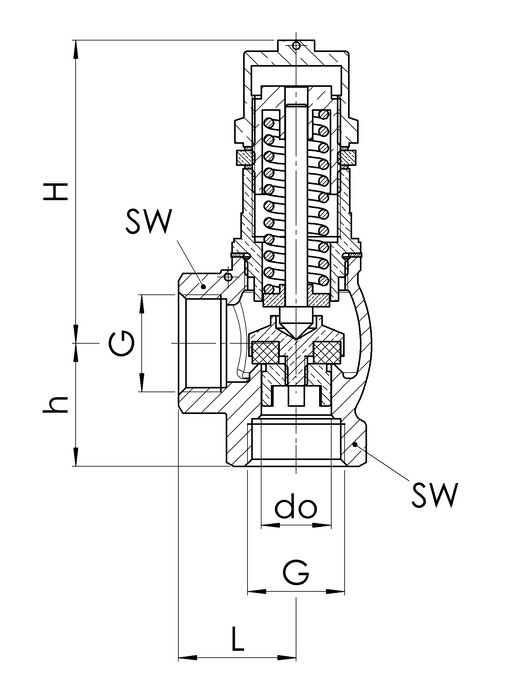 фото Кутовий спусковий клапан до повітря, бронза G3/4" рег.0,5-2,5 bar, 618.20.0,5-2,5 2