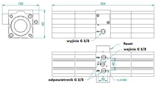 фото Підсилювач тиску (бустер) fi 63 1:4 з редуктором, B-934/2 3