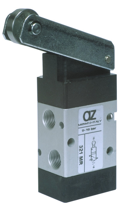 Клапан механічний mini 3/2 G 1/8 NC номально закритий, з роликом | AZ Pneumatica