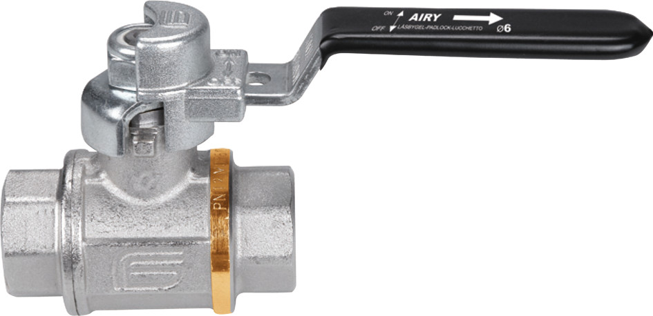 Кульовий кран з блокуванням і розповітренням AIRY LOCK R 1/2 різьба внутрішня, PN12 нікельована латунь, PTFE, LOTO | EFFEBI