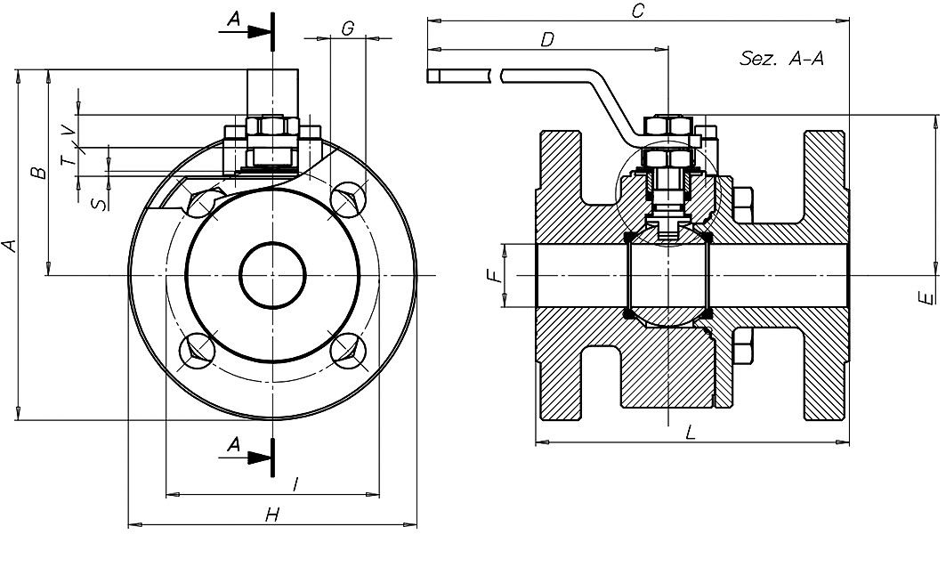 фото Кран шаровой фланцевый ANTARES DN25 F AISI 316, PTFE+CRB, 16/40 bar | EFFEBI, 2922D606F 2
