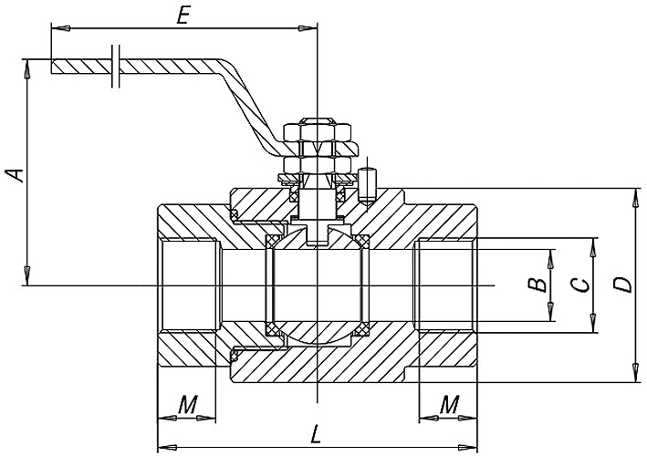 фото Кран кульовий MONOBLOCK 316L 2" AISI 316L, PTFE +CRB | EFFEBI, 2655D209 2