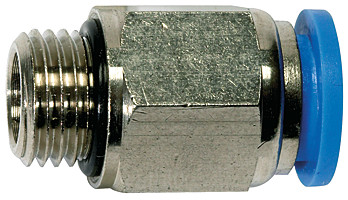 Соединение пневматическое цанговое прямое к трубке fi 8 mm, G 1/4 резьба наружная, никелированная латунь
