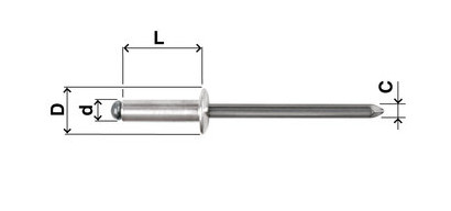 фото Заклепка витяжна алюмінієва 3,4x14mm (пачка 500 шт.) 1