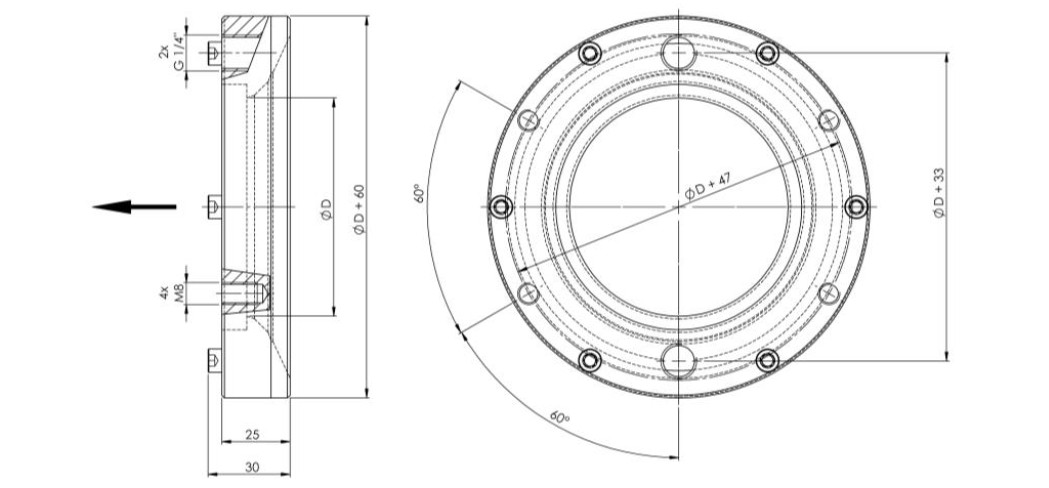 фото Ніж повітряний круглий, форсунка тороїдальна G 1/4, 10 мм, 0,05 мм, алюміній, односекційна | MOS , VNCJ-AL-N-0500-0010 3