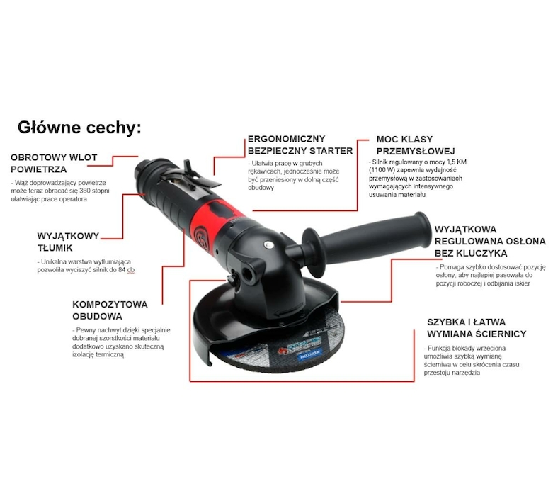 фото Шліфмашинка кутова 125 mm | Chicago Pneumatic, CP3550-120AA5 8