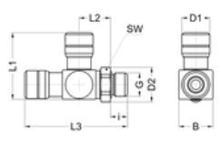 фото Трійник L сталь нержавіюча G 1/8" для шлангу 6 (6/4) FPM, поворотний | Eisele, 990-0204 2