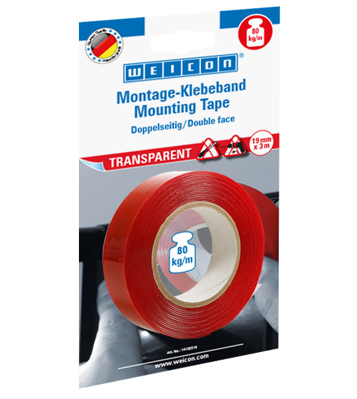 WEICON Mounting Tape Transparent Двостороння прозора клейка стрічка 3 м | WEICON