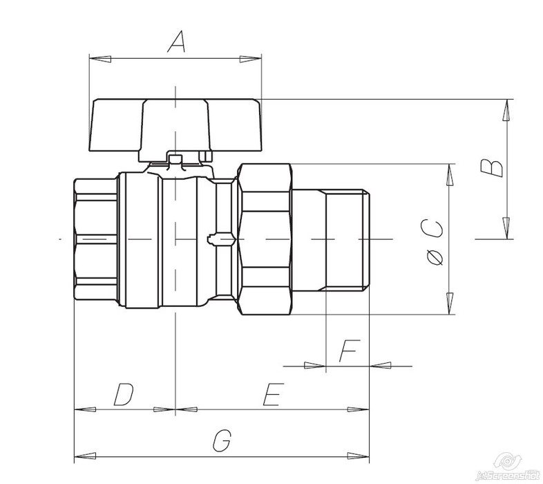 фото Кран з американкою 3/4" COLLETORE O PN25 нікельована латунь ручка-метелик T | EFFEBI, 2087N405 2