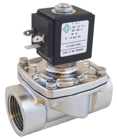 Електромагнітний клапан 2/2 NC, G1, ES FKM, 0-8 bar, 24V DC | Aignep