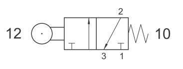 фото Клапан механічний mini 3/2 G 1/8 NC номально закритий, з роликом | AZ Pneumatica, 321 MR 3