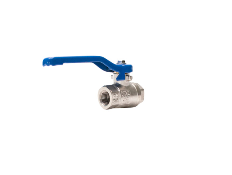 фото Кран шаровой, резьбовой G 1/4 PTFE ВВ PN 25bar никелированная латунь, ручка синяя сталь, 334.02-R 2