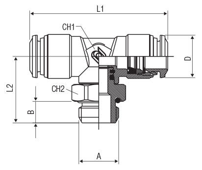 фото Трійник цанговий T поворотний G1/4, до трубки 8, FKM | Aignep, 40216V 8-1/4 2