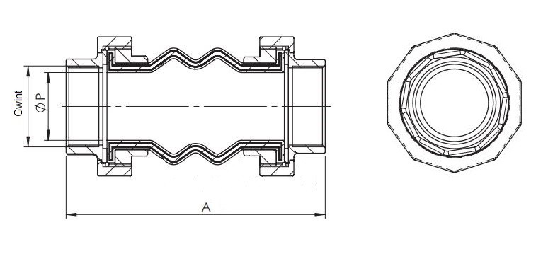 фото Компенсатор резиновый резьбовой 3/4" EPDM/сталь оцинкованная PN16, BLKGG 34 E/FE 2