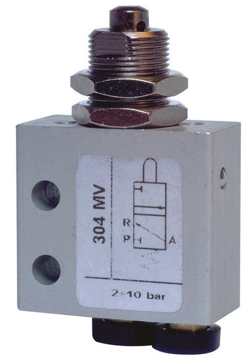 фото Клапан механічний mini 3/2 G 1/8 NC номально закритий, панельного монтажу | AZ Pneumatica, 08.341.4 1