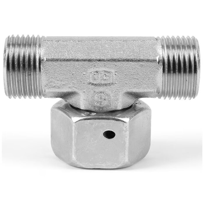 Trójnik hydrauliczny nastawny do rury 12 mm ET 12L stal węglowa, DIN2353, seria lekka
