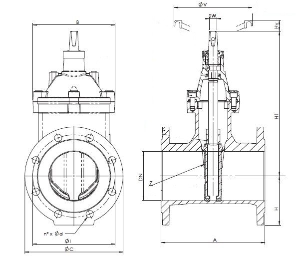фото Вентиль с мягким уплотнением, фланцевая чугун DN40 PN16 EPDM, BLZM 040 E 2