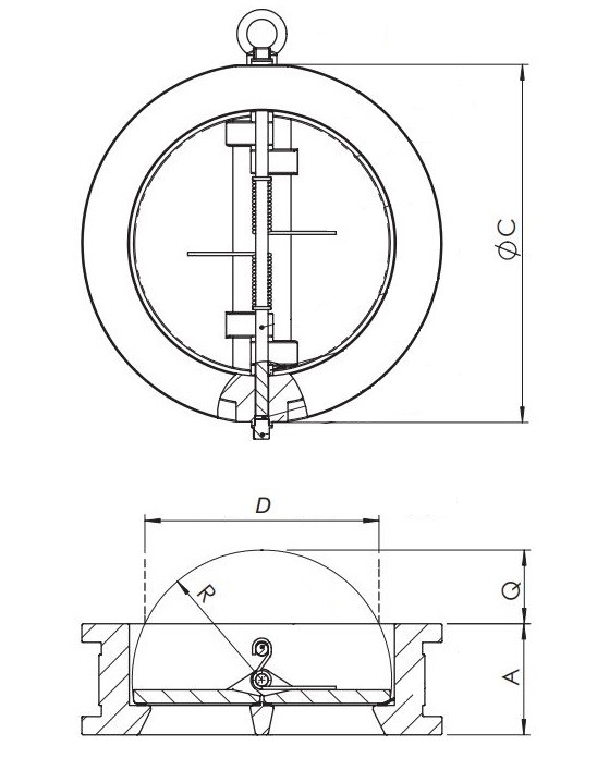 фото Клапан зворотний метеликовий DN200 нержавіючий PN16 CF8M/316/FKM, BLZZM 200 ES 2