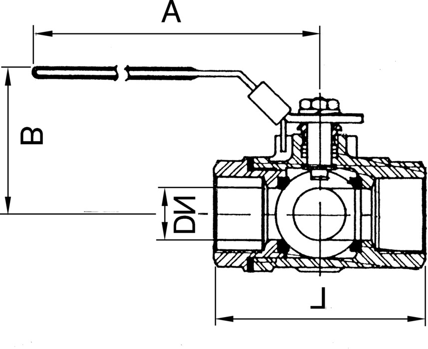 фото Кран шаровой трехходовой G1/4" L, ВВВ сталь нержавеющая, 1085 A-ES L 2