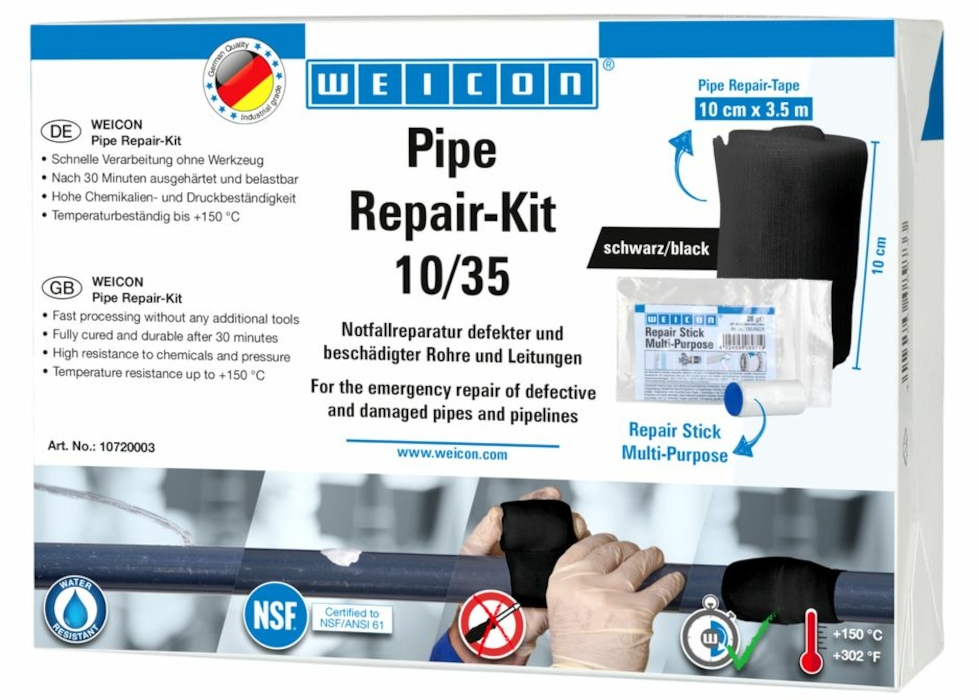 фото WEICON Pipe Repair-Kit 10/35 (10 см x 3,5 м) Набір для аварійного ремонту труб і трубопроводів | WEICON, 10710003 2