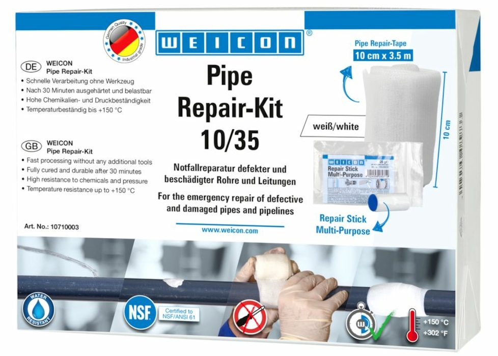 WEICON Pipe Repair-Kit 10/35 (10 см x 3,5 м) Набір для аварійного ремонту труб і трубопроводів | WEICON