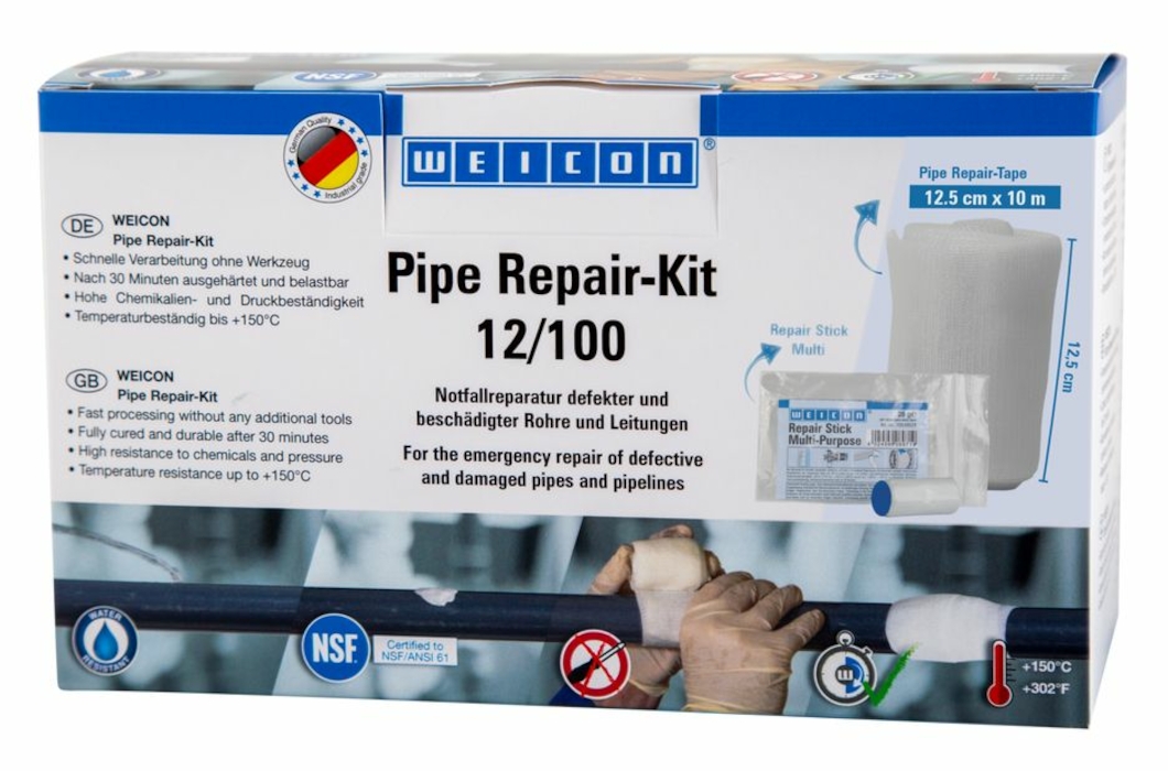 WEICON Pipe Repair-Kit 12/100 (12,5 см x 10 м) Набір для аварійного ремонту труб і трубопроводів | WEICON
