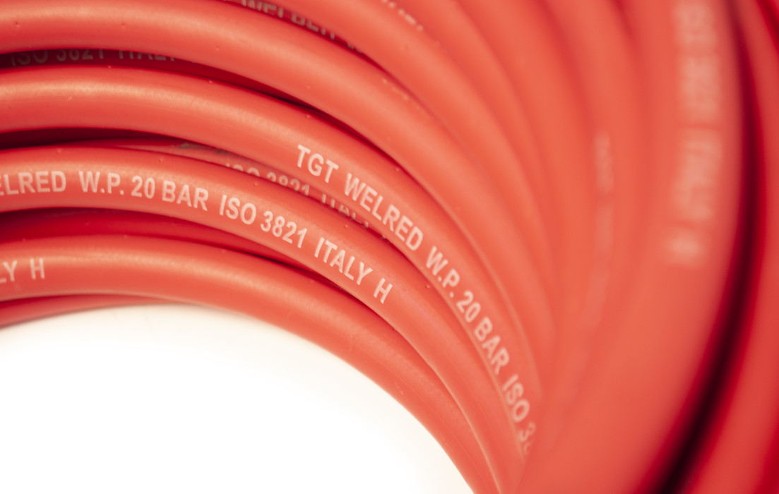 фото Шланг гумовий зварювальний Welred для ацетилену fi 9x16 мм, 20 бар, червоний, ISO 3821, TGWRED/20-9 3