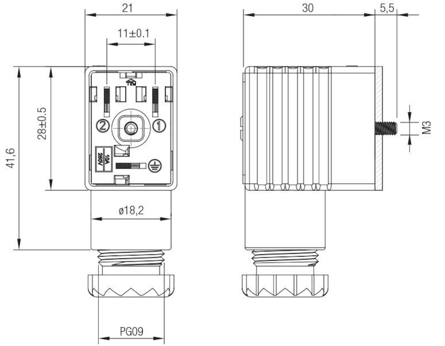 фото Штекер з діодом 24V AC/DC, CEP/1 L 24 3