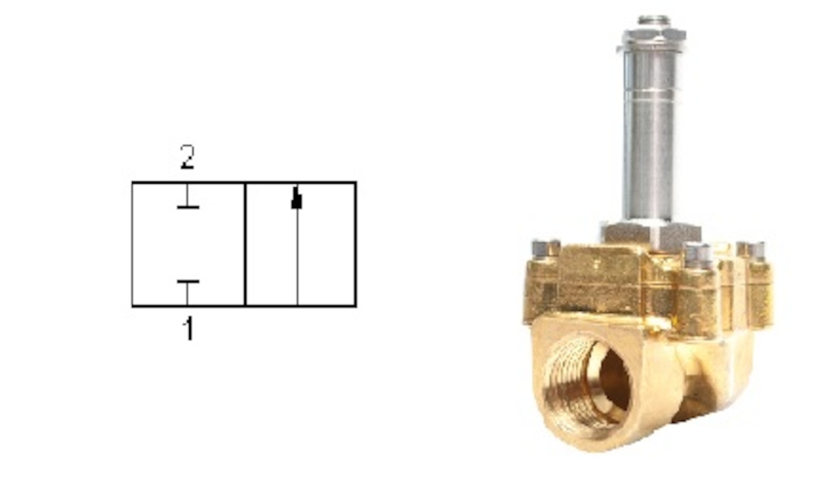 Клапан электромагнитный из латуни 2/2 (открыто / закрыто)