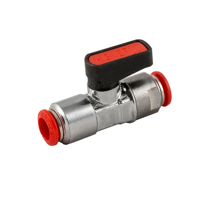 фото Кран шаровой цанговый Ghilux mini для трубки fi 10 мм, PN20 никелированная латунь PTFE/NBR | Aignep, 6560 10 1