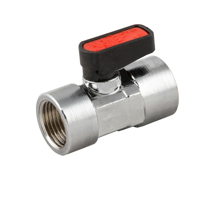 Кран кульовий Ghilux mini R 1/4 РВ/РВ, PN20, різьбовий, латунь нікельована, PTFE /NBR