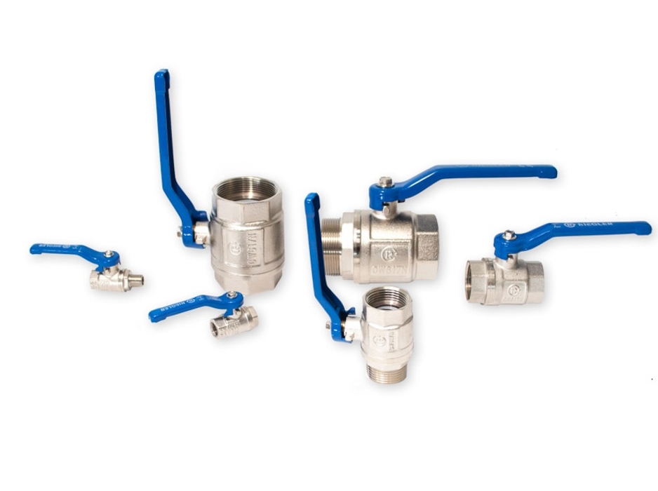 фото Кран шаровой, резьбовой G 1/4 PTFE ВВ PN 25bar никелированная латунь, ручка синяя сталь, 334.02-R 3