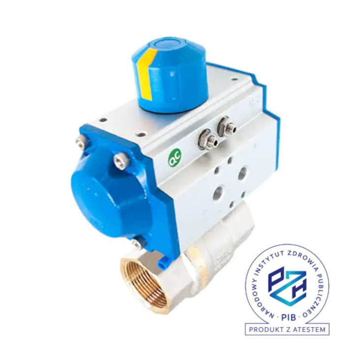 фото Кульовий кран латунний PN25 1/2" з приводом пневм. подв. дії RX, ZKRX0 12 D 3